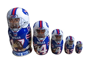 Buffalo Bills verschachtelte Puppe/Handarbeit/5-teiliges Set/6,5"/NEU! Signiert/KOSTENLOSER VERSAND IN USA - Bild 1 von 5