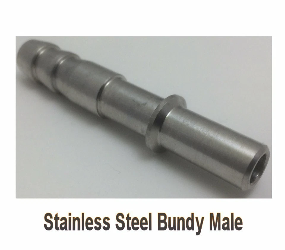 DYNAPEX Fitting Bundy Male 3/8" OD to Barb 3/8" Hose ID Stainless Steel