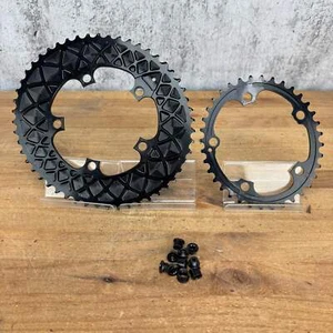 Absolute Black Premium Oval Chainrings 52/36t 5-Bolt 110BCD Chainring Set 192g - Picture 1 of 6