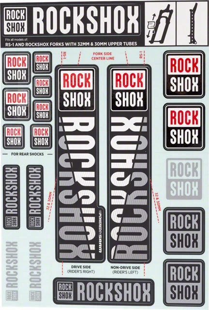RockShox Decal Kit, 30/32mm, White - Image 1 of 1