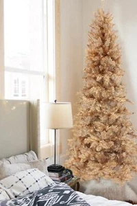 Rose Gold Slim Christmas Tree with Metal Stand - Picture 1 of 8