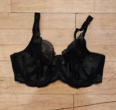 Panache 7255 Clara 34E Black Full Coverage 4 part Cup Lace Push Up  UW Bra NWOT - Image 1 of 4