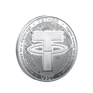 USDT Tether | Cryptocurrency Digital Currency | Silver Plated Coin - Picture 1 of 5