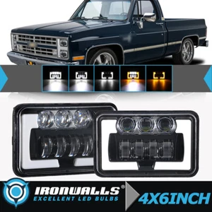 Pair 4x6"inch LED Headlights Hi/Lo Turn Signal DRL For Chevy C10 K10 Blazer Ford - Picture 1 of 12