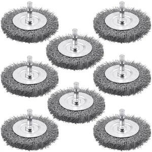 8er-Pack 3" Draht Radbürste für Bohrer 1/4" Schaft, Rost & Lackentferner Werkzeug - Bild 1 von 12