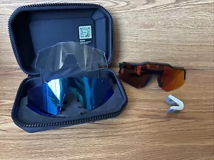 100 % Sunglasses SPEEDCRAFT AIR Soft Tact Black Hiper Red Mirror With More! - Picture 1 of 16