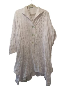 Camisa túnica blanca transparente Seersucker Lagenlook 50 en busto hecha en Alemania - Imagen 1 de 9