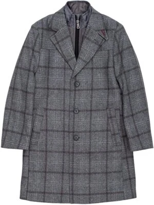 Isaac Mizrahi Boy's 2-20 Single Breasted Wool-Blend Overcoat with Bib - Image 1 of 4