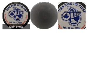 1999 TULSA OILERS SPONSORED HOCKEY PUCK LINDSAY MFG. MADE IN CANADA 🇨🇦