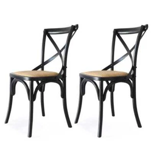 Cross Back Dining Chair Black | Set of 2 - Picture 1 of 12