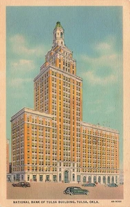 TULSA OK OKLAHOMA NATIONAL BANK OF TULSA 1941 VINTAGE LINEN POSTCARD 090225 U - Picture 1 of 2