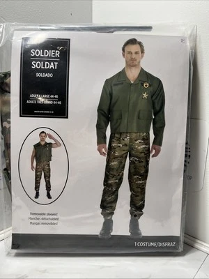 NUEVO Disfraz Uniforme de Halloween Soldado Amscan Adulto XL 44-46 Mangas Extraíbles Foto 1 de 4