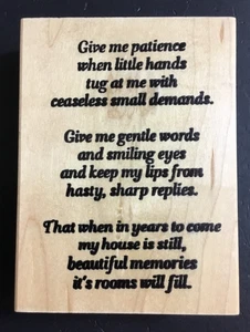 Give Me Patience Gummistempel Holz montiert von CraftStamps etc. 1996 - Bild 1 von 3