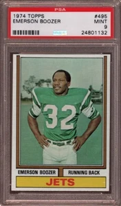 1974 TOPPS # 495 EMERSON BOOZER ☆RARO☆ NEW YORK JETS ☆SOLO 4 SUPERIORI☆ PSA 9 COME NUOVO - Foto 1 di 1