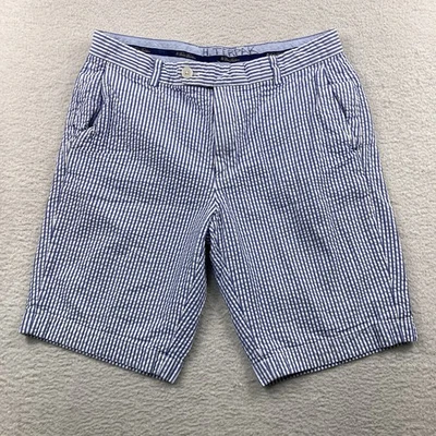 Pantalones Cortos Brooks Brothers Seersucker Para Hombre 33 Azul Blanco Rayas Preppy Foto 1 de 4