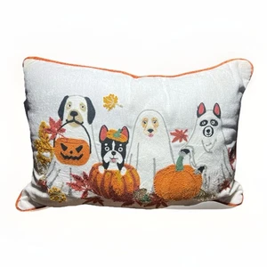 Almohada Halloween Perros Disfraces Fantasmas 12x18 Decoración Truco o Trato Hojas de Otoño - Imagen 1 de 8