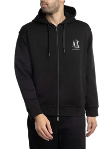Armani Exchange Men's Jersey Logo Zip Hoodie, Black - Picture 1 of 6