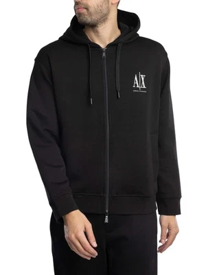 Armani Exchange Men's Jersey Logo Zip Hoodie, Black - Image 1 of 4