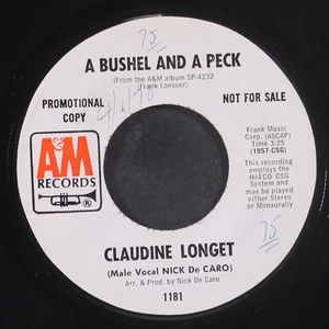 CLAUDINE LONGET: run wild, run free / a bushel and a peck A&M 7" Single 45 RPM - Picture 1 of 2