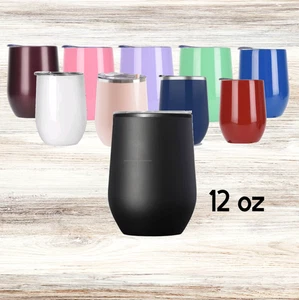 12 Unzen Weinbecher, Doppelwandiger Edelstahl Isolierter Weinbecher mit Strohhalm - Bild 1 von 22