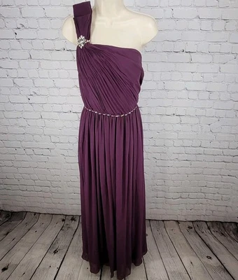 Vestido Aspeed Púrpura Chifón Un Hombro Broche Adornado EE. UU. Talla XL Foto 1 de 4