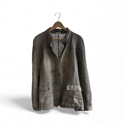 Eileen Fisher Women's Linen Jacket XL Lightweight Lagenlook Button Airy Gray - Image 1 of 4
