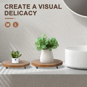 Wood Riser Round Wood Tray Riser Decorative Wood Pedestal Stand with Metal bvenP - Picture 1 of 22