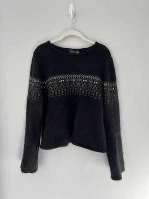 Acogedor Suéter Pullover Xhilaration Negro Angora Fair Isle Y2K Talla XL De Colección Foto 1 de 4