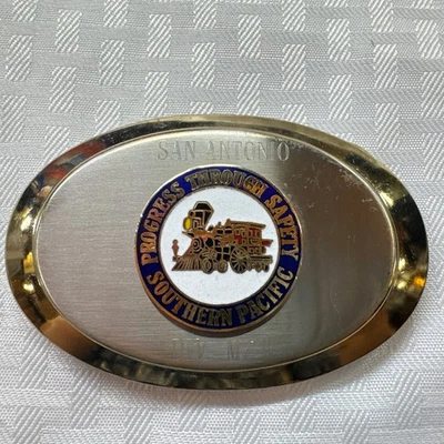 Hebilla de cinturón vintage Southern Pacific Lines Railroad San Antonio Division Foto 1 de 3