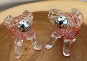 Hand Blown Art Glass Pig Hog Salt Pepper Shakers Pink Swirl - Picture 1 of 14