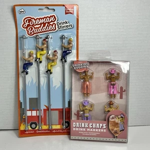Feuerwehrmann Buddies Getränk Rührstäbchen & Getränkemarker für Mädelsabend - Bild 1 von 6