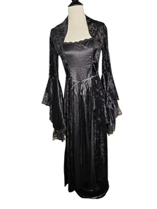 Lip Service Vintage Y2K Whimsigoth Velvet Maxi Dress Womens M Black Renaissance - Picture 1 of 10