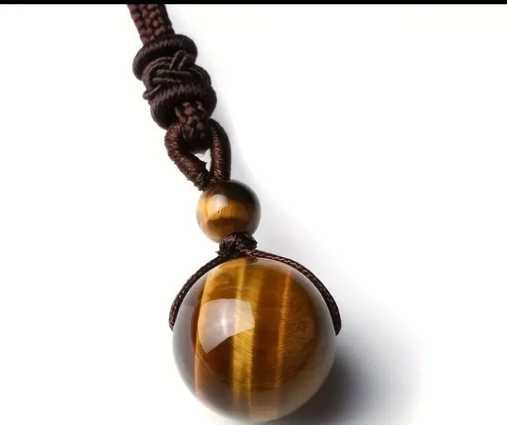 Collana ciondolo portafortuna vero occhio di tigre naturale con GARANZIA e NUOVA - Immagine 1 di 2