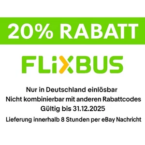 ✅ 20% FlixBus FlixTrain Gutschein Rabatt Code Key 2025 ⚡️ 24/7 BLITZVERSAND ⚡️ - Bild 1 von 2