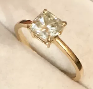 Anello in moissanite taglio radiante circa 1 ct in oro giallo 10 K - Foto 1 di 11