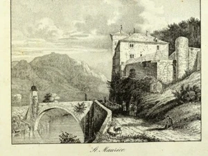 ST.MAURICE IM KANTON WALLIS IN DER SCHWEIZ Orig. Litho.1839 Sächs. Trompeter - Bild 1 von 4