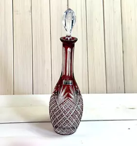 Rexxford Rubinrot Kristall Cordial Dekanter Diamant Ananas Design Deutsch 15,5" - Bild 1 von 14