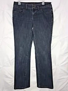 Elle Damen Jeans Größe 8 Stretch Blau Denim Gerades Bein Ziernaht Taschen - Bild 1 von 9