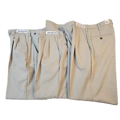 3 Pairs CINTAS 865-62 Size 30X30 Beige Pleated Comfort Flex Work Pants NWT - Image 1 of 4