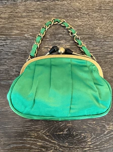 J. Crew Vintage Y2K Green Silk & Chain Bag NWOT - Picture 1 of 5