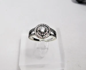 Authentic Pandora Ring, Sparkling Double Halo, #199408C01, Sterling Silver 925 - Picture 1 of 5