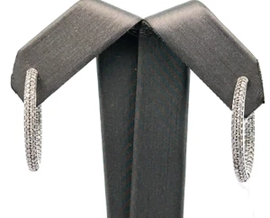 Aretes tipo argolla pavé de diamantes de 1,25 quilates de oro blanco de 14 k 5,9 g S16069 - Imagen 1 de 5
