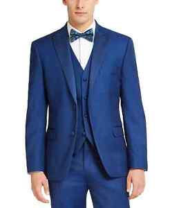 ALFANI Mens Tuxedo Jacket Size 38L Blue Slim Fit Solid Shawl Lapel NWOT $360