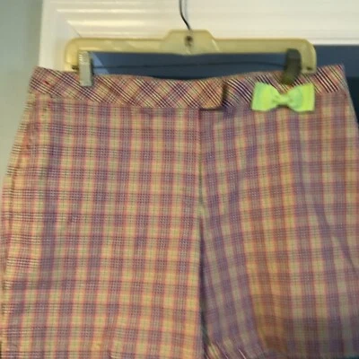 Pantalones Cortos de Golf Dama Hogan Naranja Brillante Y Blanco Patrón Diamante Talla 12 Divertidos Foto 1 de 4