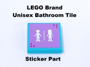 LEGO Unisex Bathroom Tile Sticker Girl Boy Blue Restroom Sign 2x2 Purple Bath - Picture 1 of 1