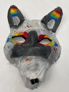 Therian Mask Handmade Rainbow Silver Fox for Dress Up cosplay Colorful T29 - Picture 1 of 20