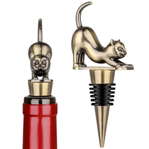Lindo tapón de botella de vino para gato soporte de metal decorativo hogar bar champán vino tinto - Imagen 1 de 17