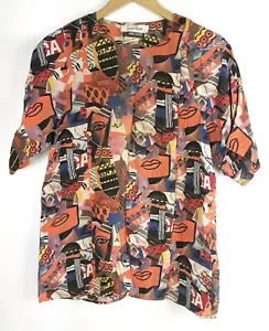FENDI Roma 365 Vintage Pullover Blouse Multicolor 100% Silk Size 42 Italy - Picture 1 of 4