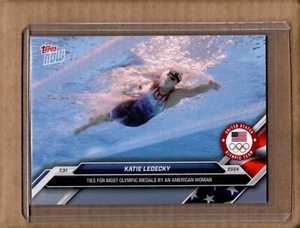 2024 Topps Now Olympics Card 9 Katie Ledecky Ties Most Medals By American Woman - Picture 1 of 2