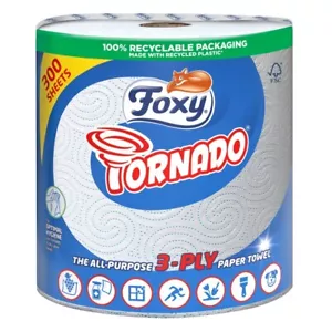 Foxy Allzweck Tornado 3-lagig Haushalt Küche Rolle Papier Handtuch - 300 Blatt - Bild 1 von 1